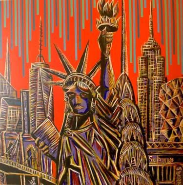 Original Abstract Expressionism Cities Paintings by Hector Urdaneta