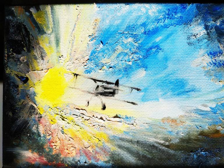 Original Fine Art Aeroplane Painting by Lyudmila Yureva