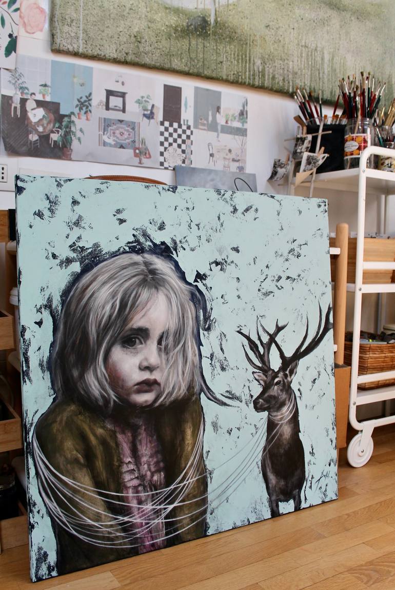 Original Portraiture Children Painting by Federica Belloli