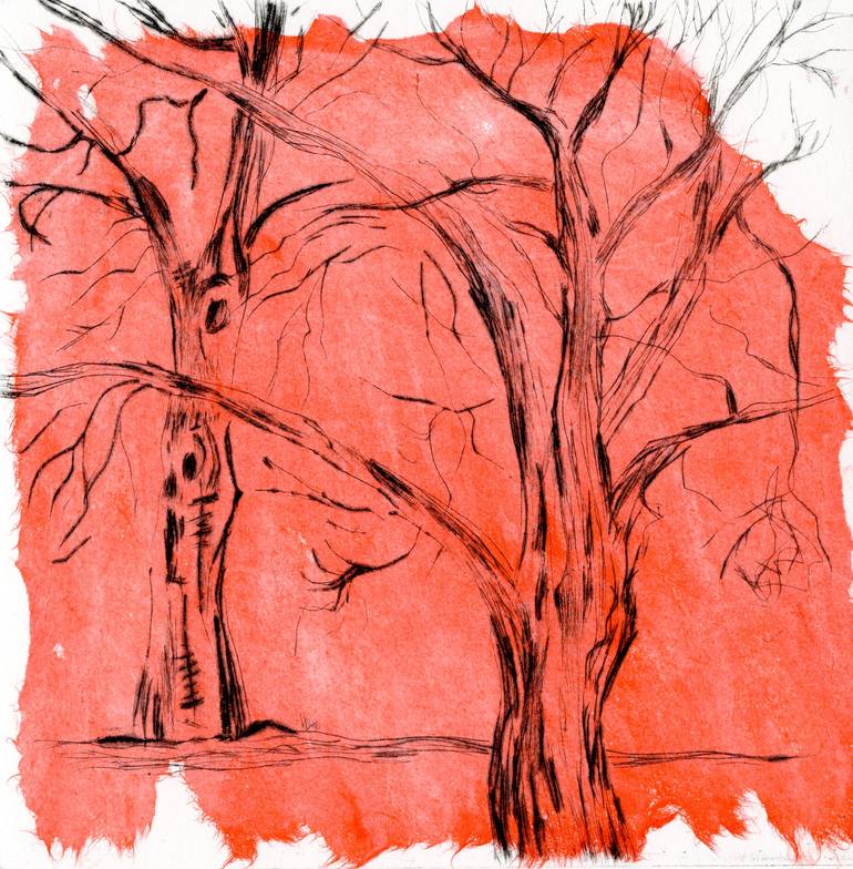 Original Conceptual Tree Printmaking by Vera Almeida