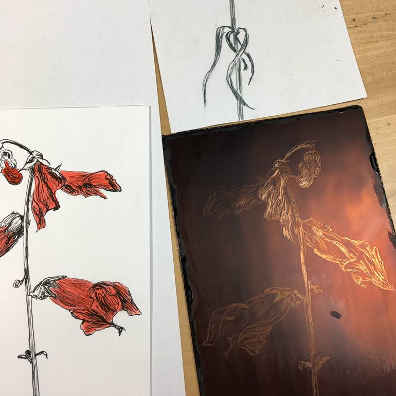 Original Conceptual Floral Printmaking by Vera Almeida