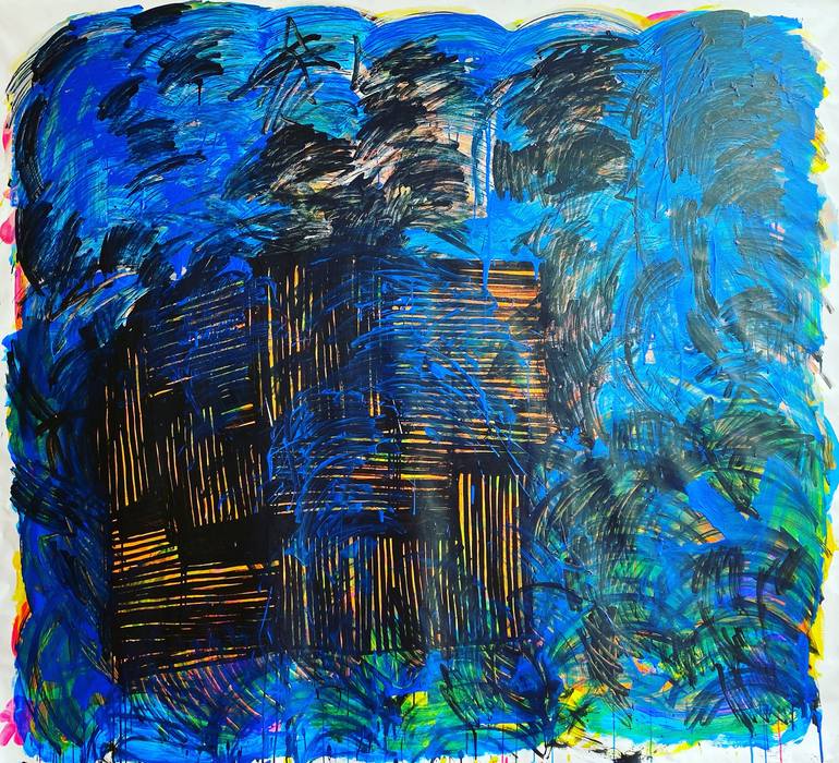 Original Architecture Painting by Mark Baldwin Obe | Contemporary Art on Canvas | Storm Building