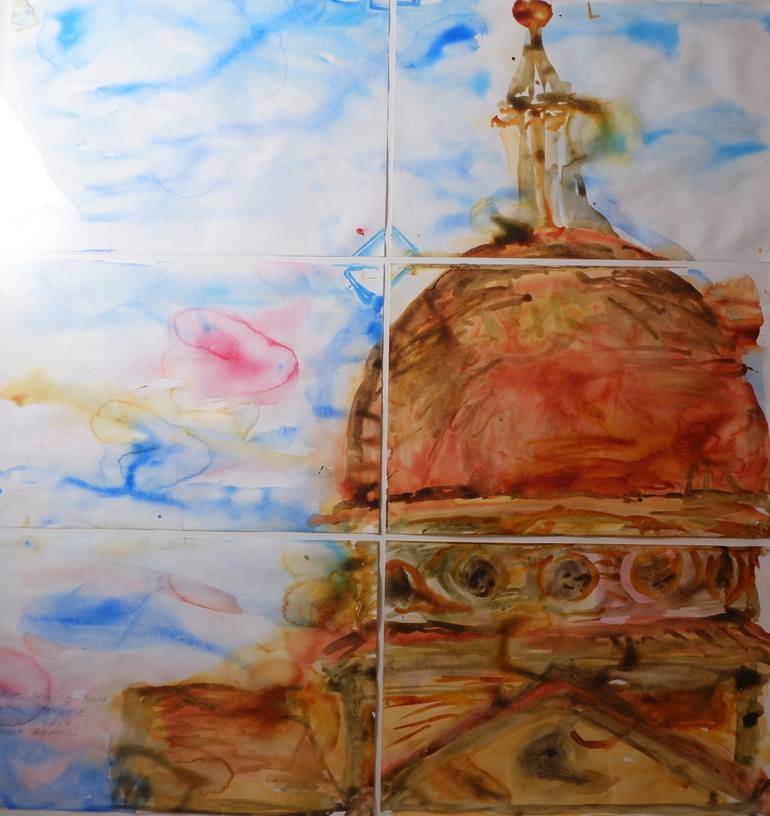 Original Architecture Painting by Mark Baldwin Obe | Painterly Abstraction Art on Paper | Santo Spirito Florence