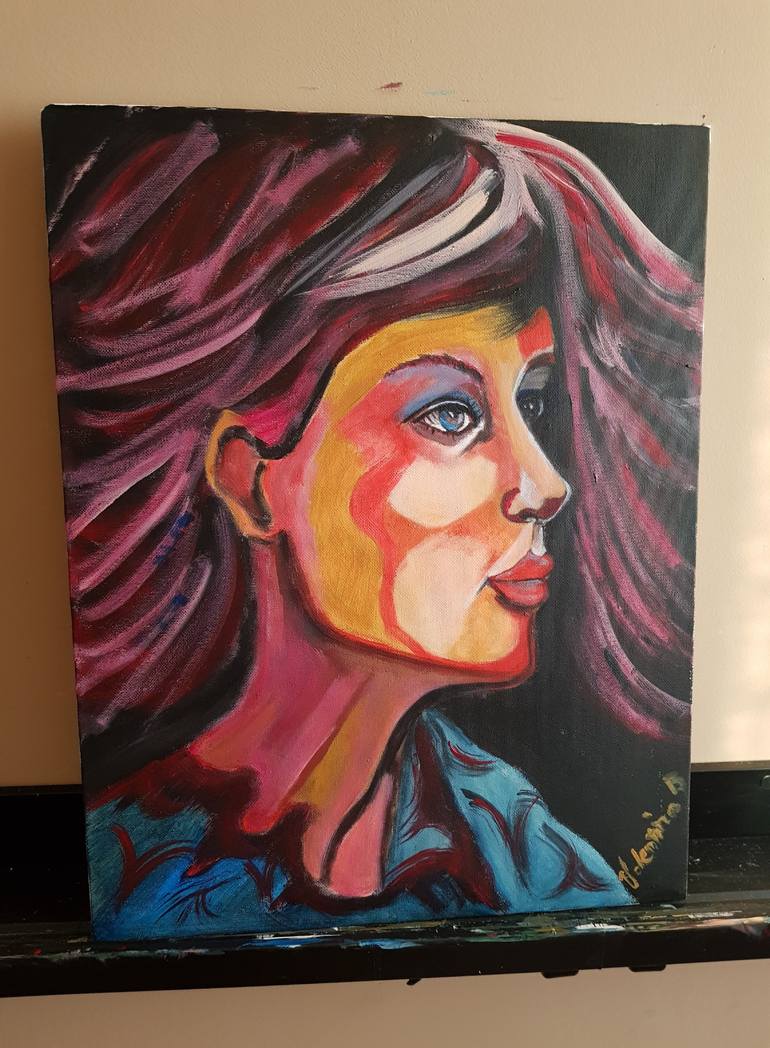 Original Abstract Expressionism Portrait Painting by Valentina Baicuianu