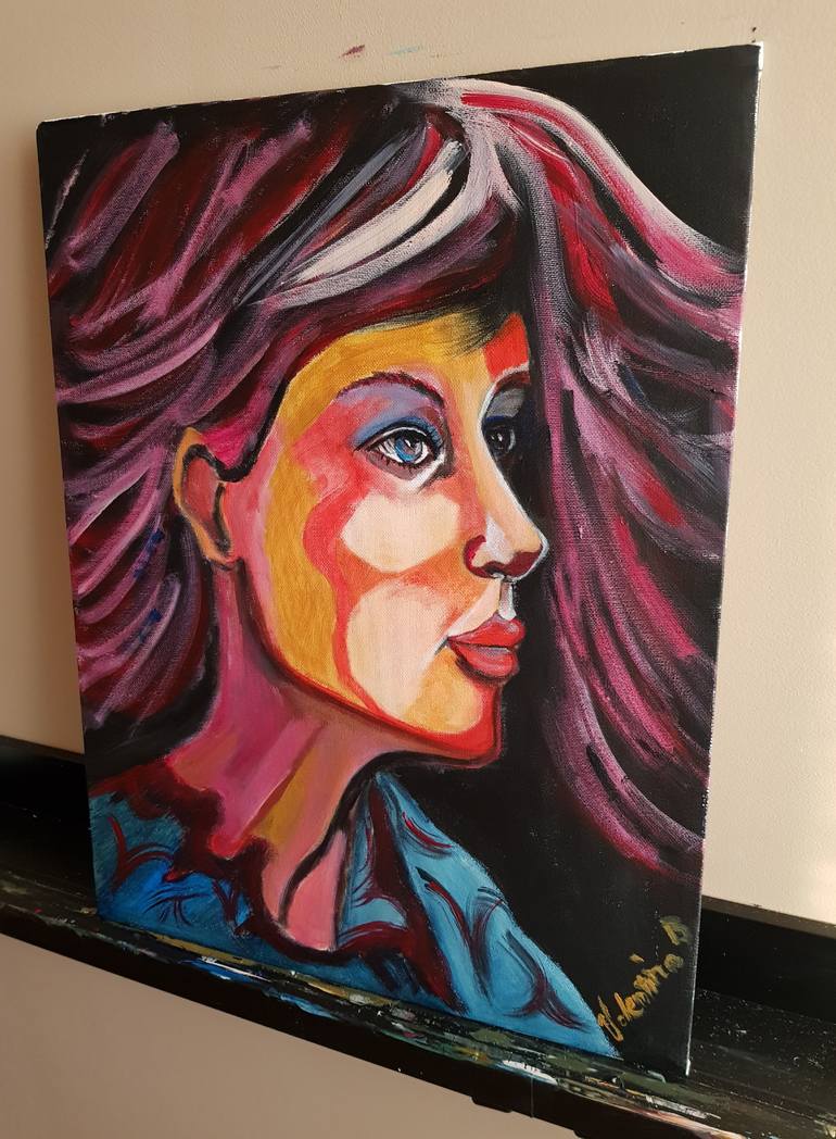 Original Abstract Expressionism Portrait Painting by Valentina Baicuianu