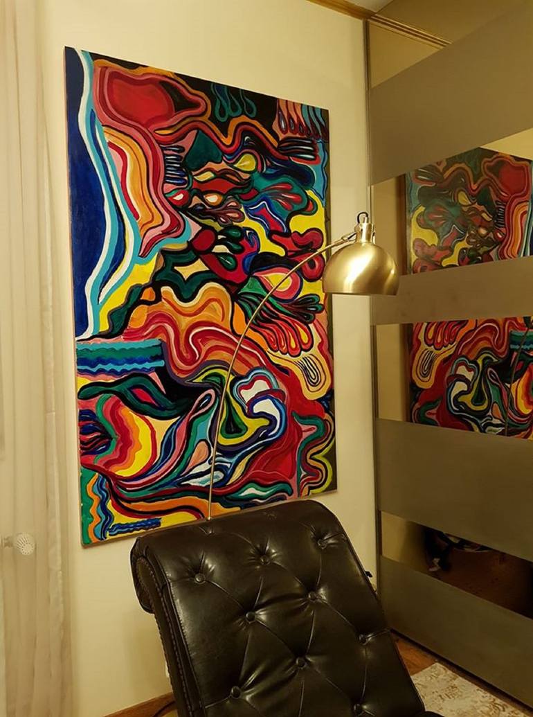 Original Abstract Expressionism Abstract Painting by Valentina Baicuianu