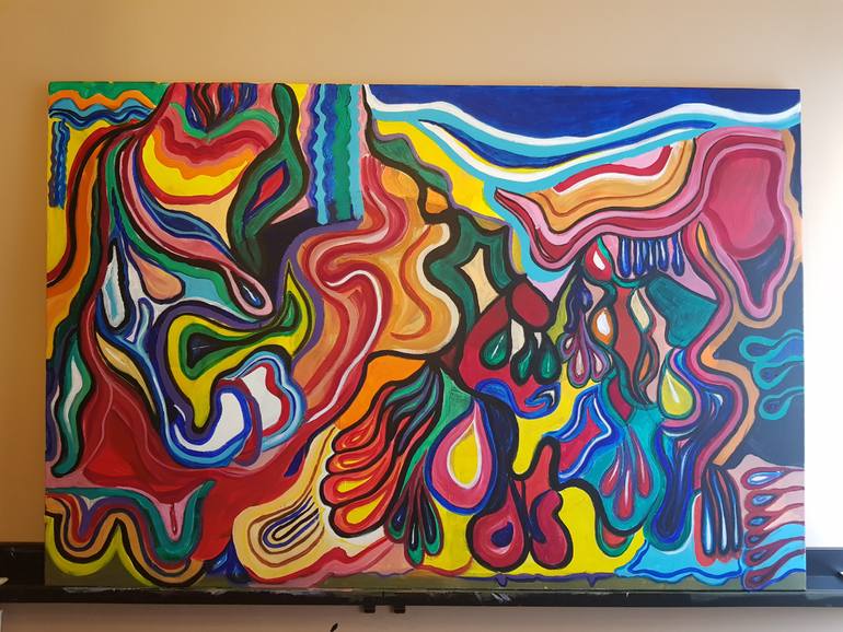 Original Abstract Expressionism Abstract Painting by Valentina Baicuianu