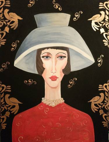 Original Art Deco Portrait Paintings by Valentina Baicuianu