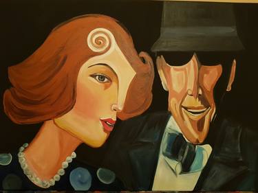 Original Art Deco Portrait Paintings by Valentina Baicuianu