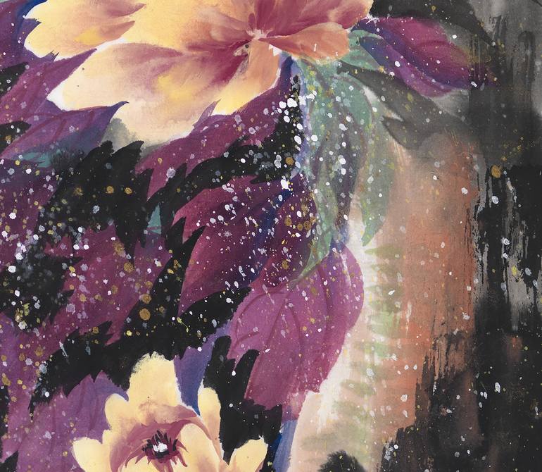 Original Expressionism Floral Painting by Jade Li