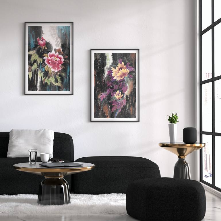 Original Expressionism Floral Painting by Jade Li