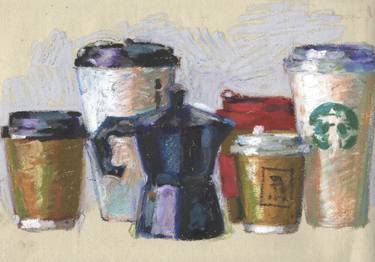 Still life with coffee cups and a coffee maker thumb