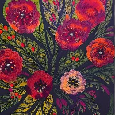 Original Artificial Intelligence Floral Digital by Darlene Zagata