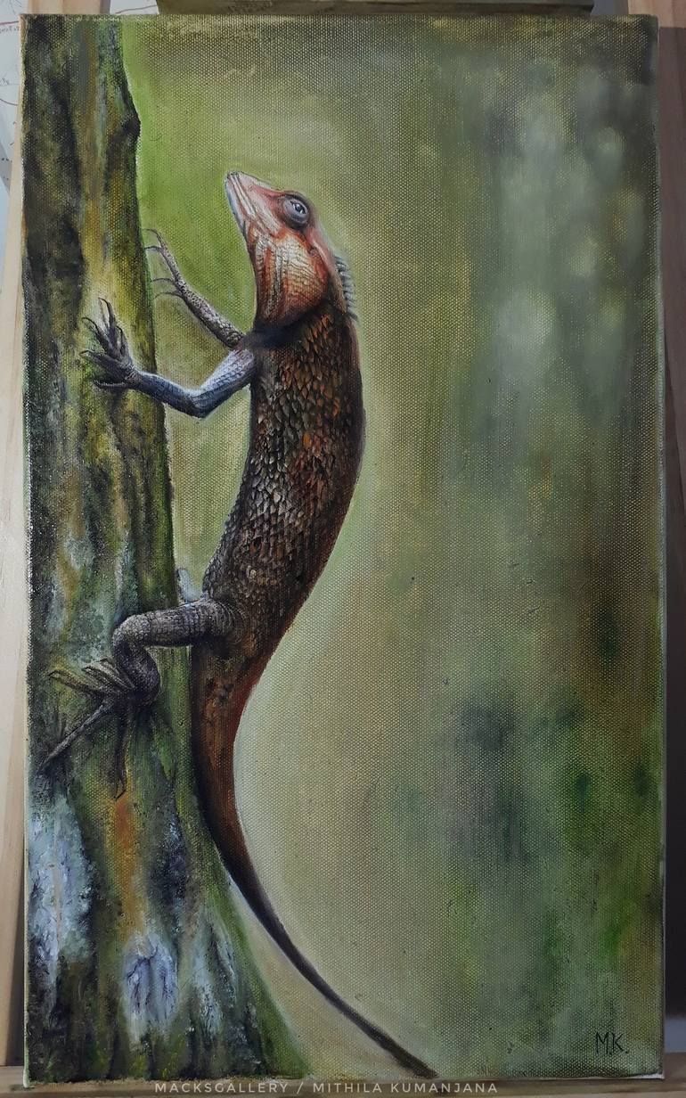 lizard oil painting Painting by mithila kumanjana Saatchi Art