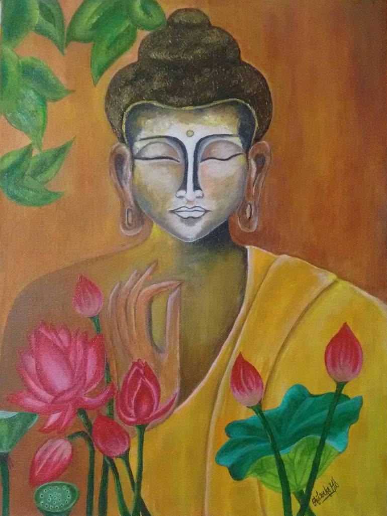 Buddha :The Enlightment Painting by Chilanka M D | Saatchi Art