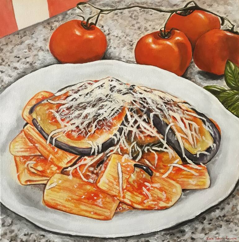 Pasta alla Norma Painting by Lucia Accordino | Saatchi Art