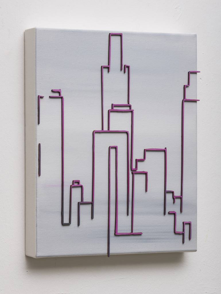 Original Architecture Painting by Karla Kohler | Minimalism Art on Canvas | Urban World - Skyline of Los Angeles