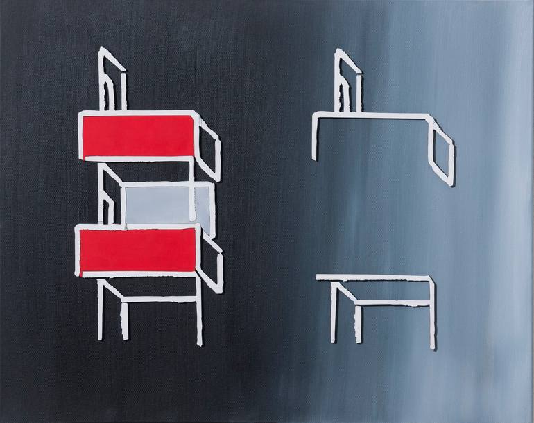 Original Architecture Painting by Karla Kohler | Minimalism Art on Canvas | Urban World - Balcony