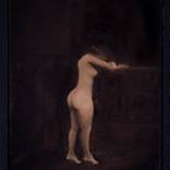 Nude woman in a dark room by Gianni De Clercq