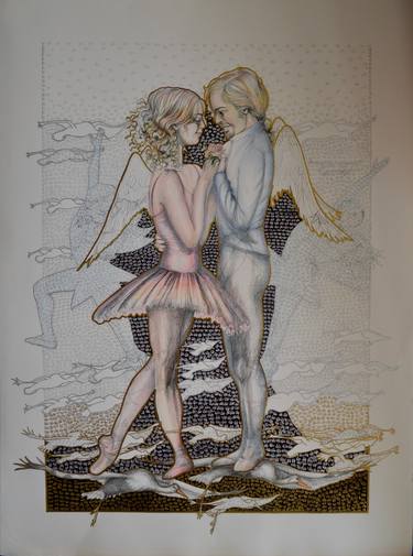Original Surrealism Love Drawings by Anna Maria Saponaro