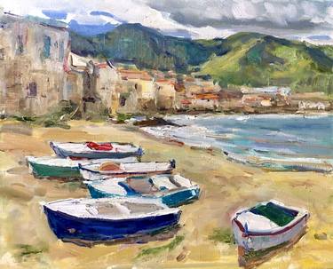 Original Contemporary Boat Paintings by Anna Petrachek
