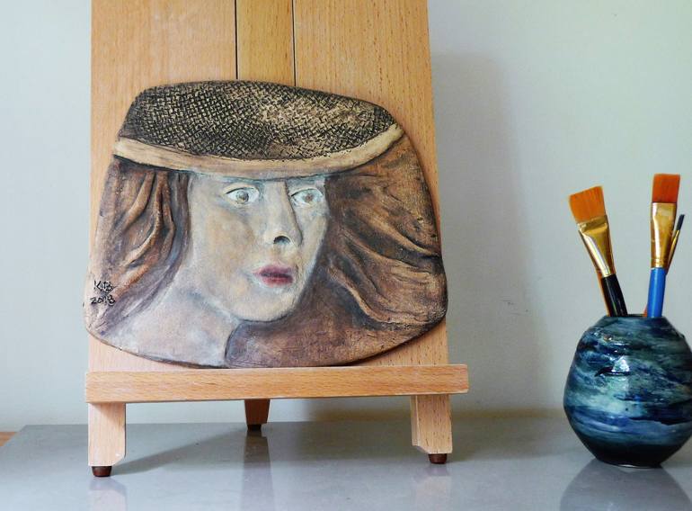 Original Portraiture Women Sculpture by Krystyna Bukowiecki 