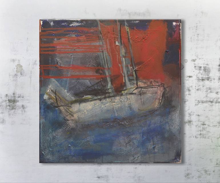 Original Abstract Sailboat Painting by Stanley Zinser