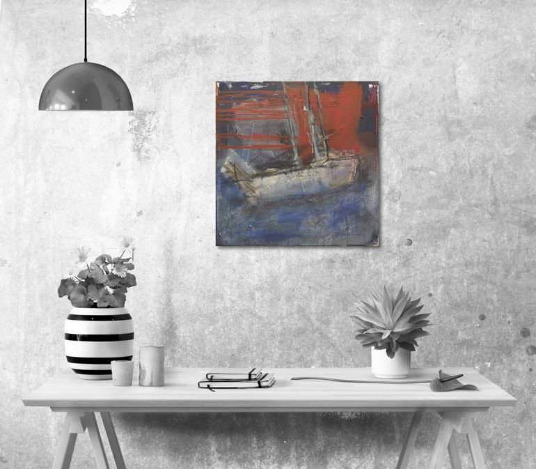 Original Abstract Sailboat Painting by Stanley Zinser