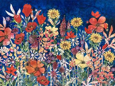 Original Color Field Painting Floral Paintings by Marie-Claude Fournier