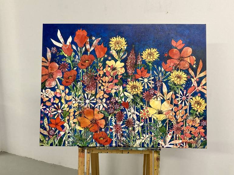 Original Color Field Painting Floral Painting by Marie-Claude Fournier
