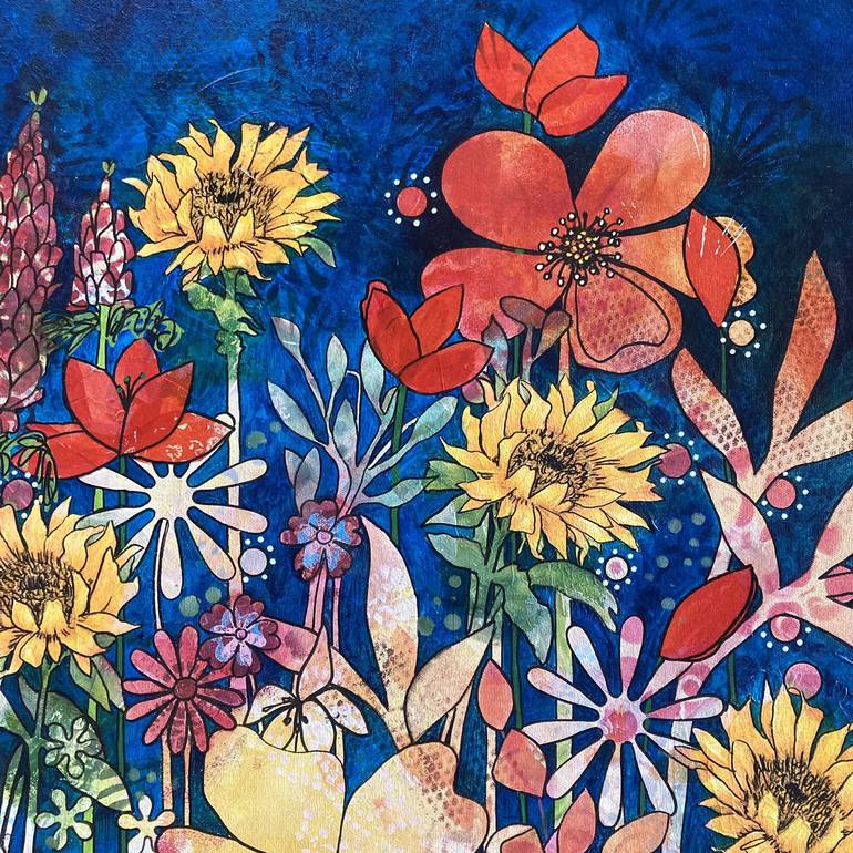 Original Color Field Painting Floral Painting by Marie-Claude Fournier