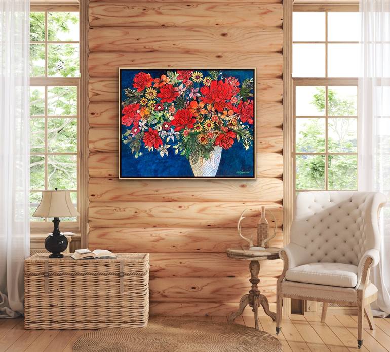 Original Floral Painting by Marie-Claude Fournier