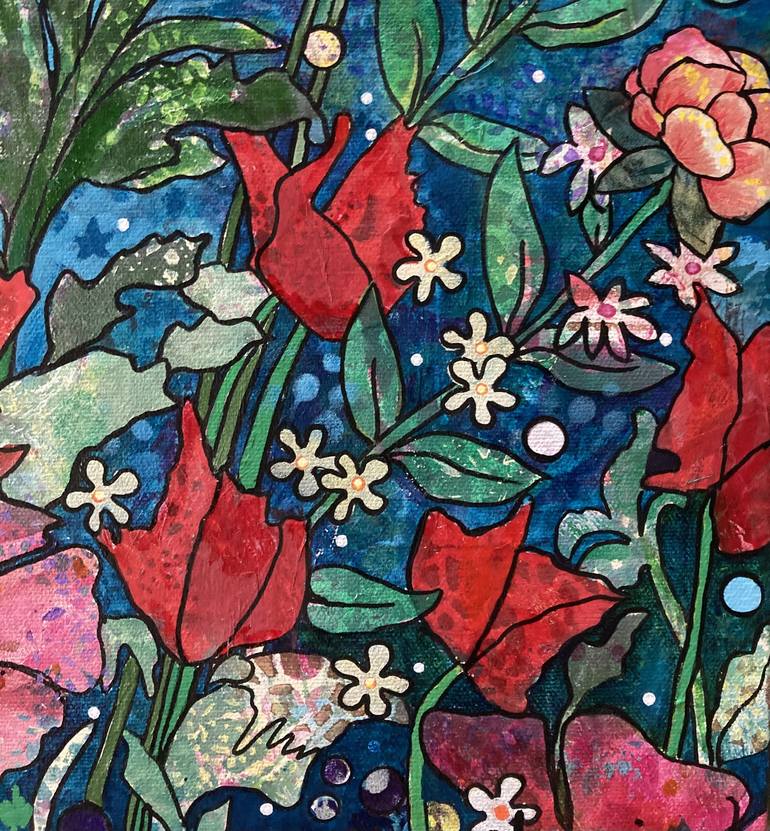 Original Floral Painting by Marie-Claude Fournier