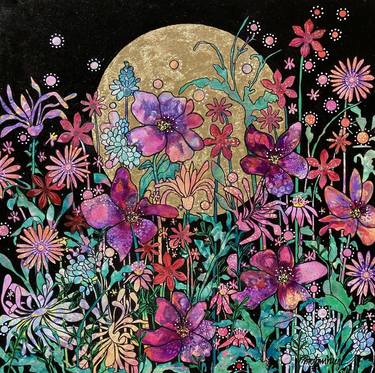 Original Expressionism Floral Painting by Marie-Claude Fournier
