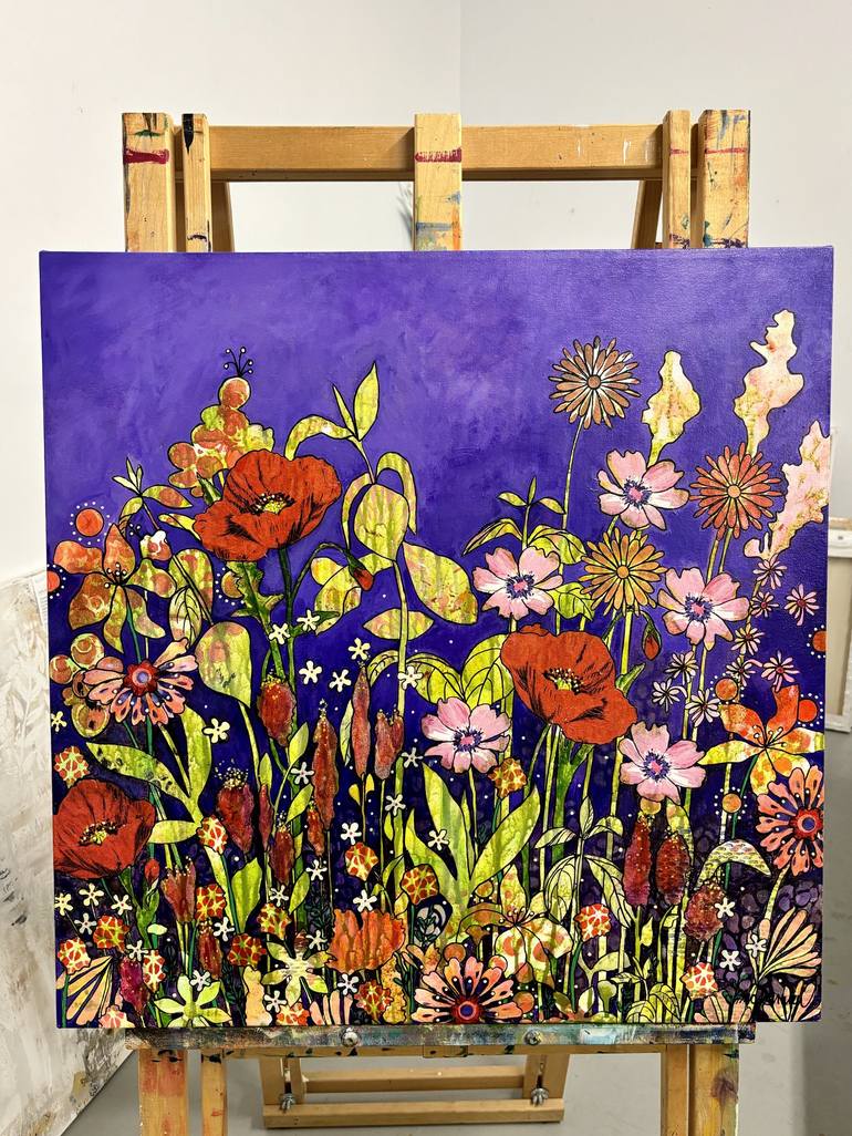 Original Expressionism Floral Painting by Marie-Claude Fournier