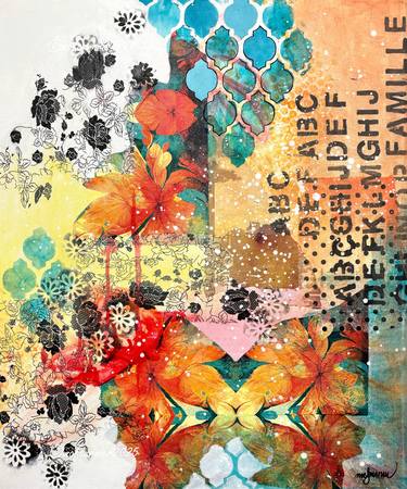 Original Abstract Expressionism Abstract Mixed Media by Marie-Claude Fournier