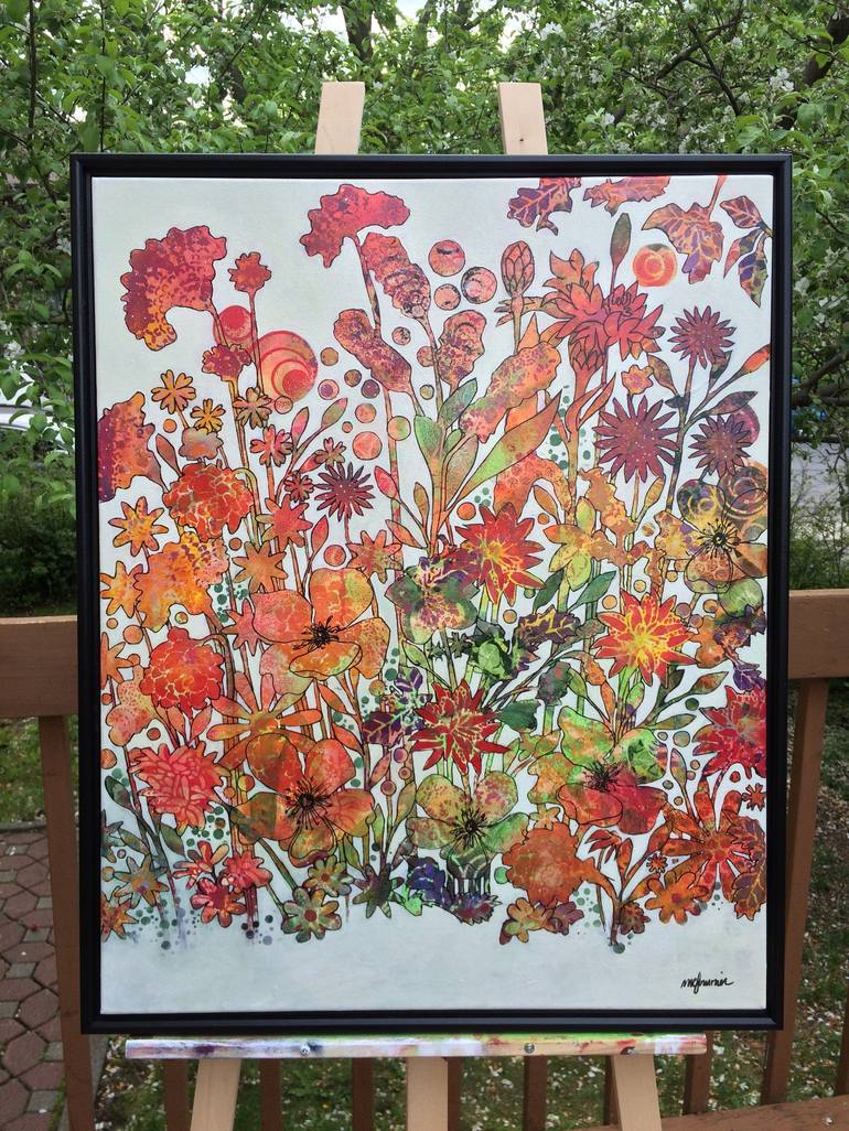 Original Floral Painting by Marie-Claude Fournier