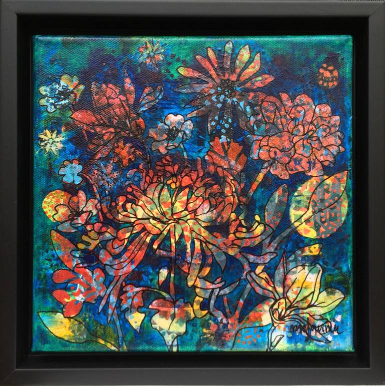 Original Expressionism Floral Painting by Marie-Claude Fournier