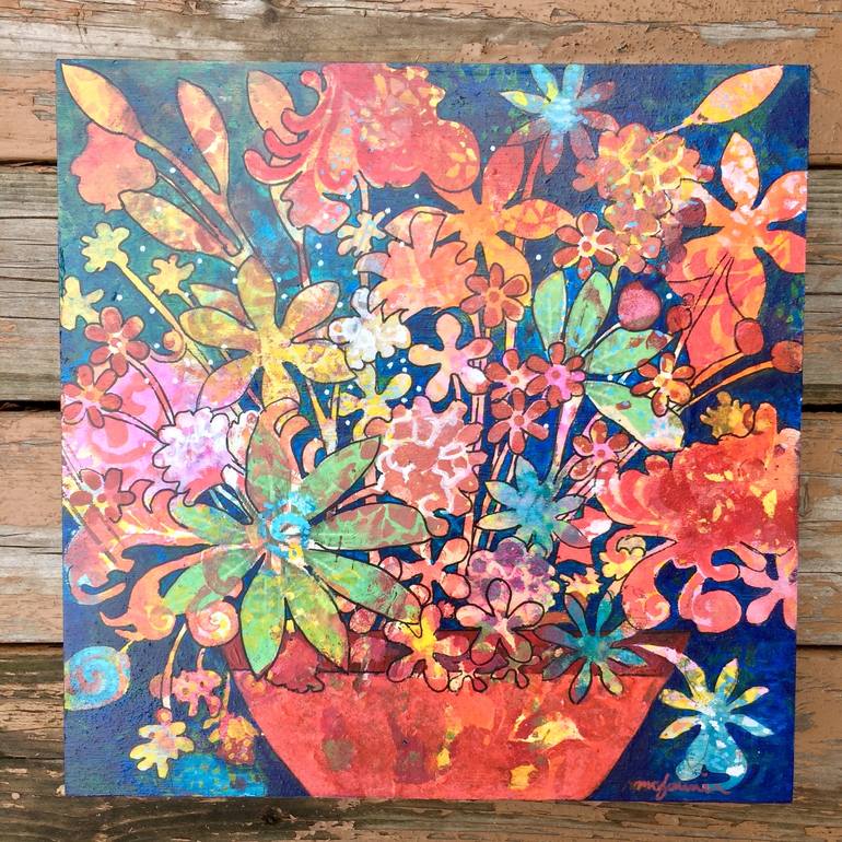 Original Floral Painting by Marie-Claude Fournier