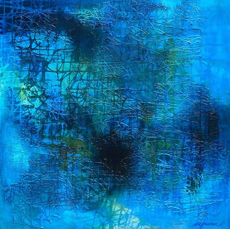 Haute mer - Small Abstract painting — Ready to hang Painting by  Marie-Claude Fournier