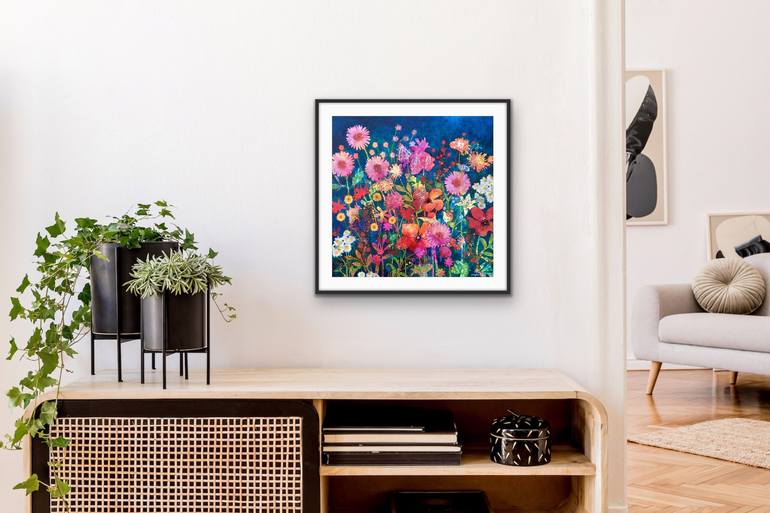 Original Abstract Expressionism Floral Painting by Marie-Claude Fournier