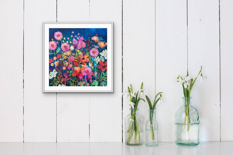 Original Abstract Expressionism Floral Painting by Marie-Claude Fournier