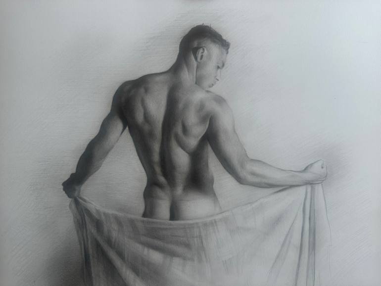Original Realism Nude Drawing by Christopher Lopresti
