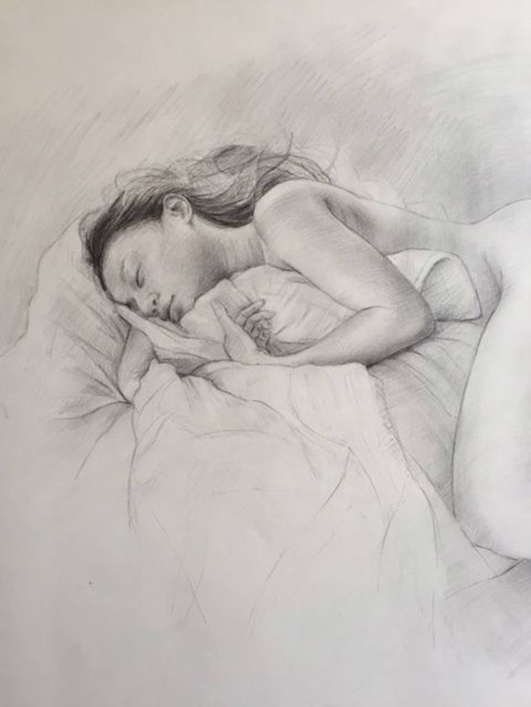 couple sleeping together drawing