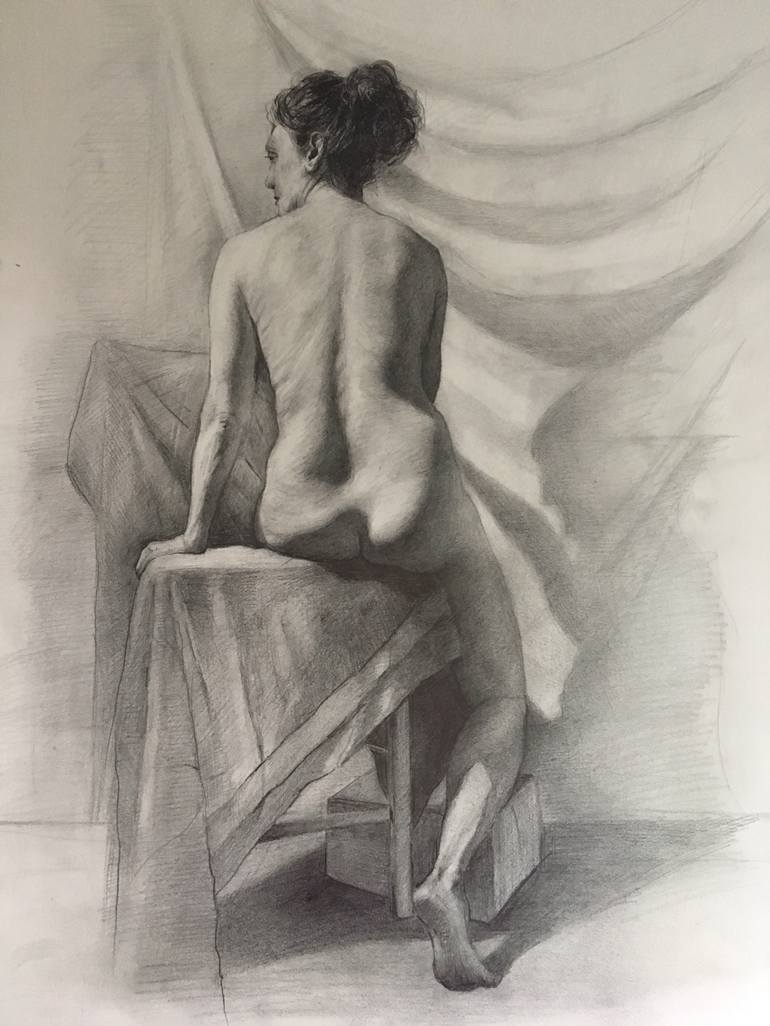 Nude woman, sitting Drawing by Christopher LoPresti | Saatchi Art