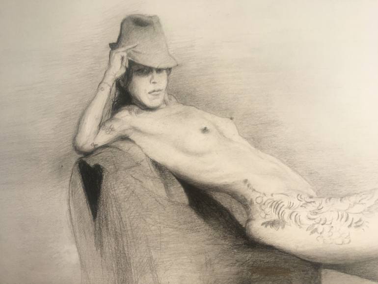 Original Realism Nude Drawing by Christopher Lopresti