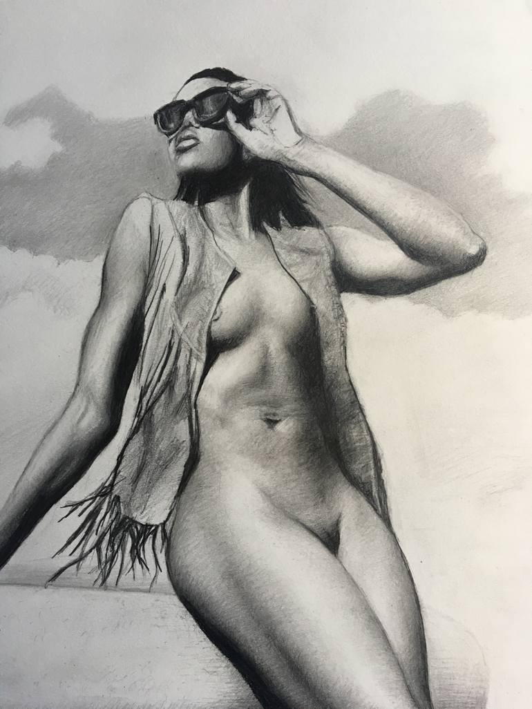 Original Realism Nude Drawing by Christopher Lopresti