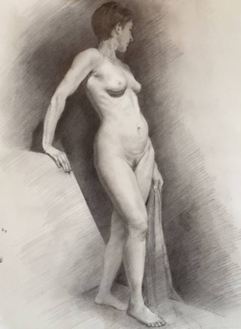 Beautiful Nude Woman Loving Herself Stock Photo