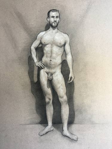 Nude male figure on toned paper thumb