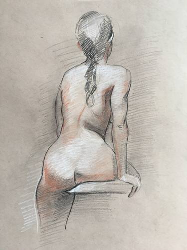 Nude figure on toned paper, study thumb
